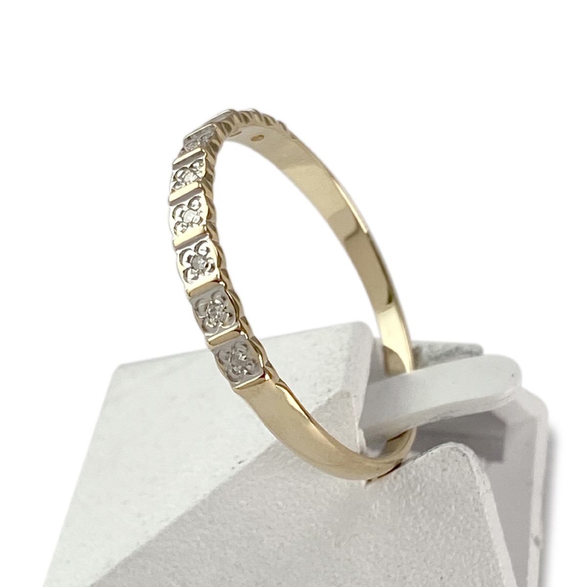 Bague demi tour d'occasion or 750 2 tons diamants - vue 2