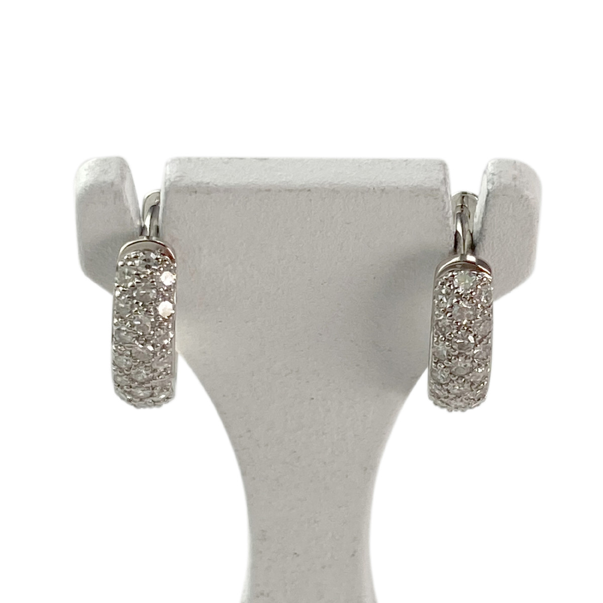 Créoles d'occasion or 750 blanc diamants 11 mm
