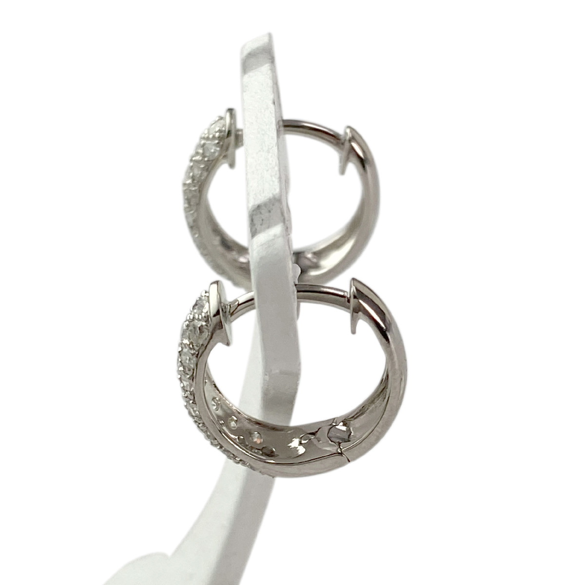 Créoles d'occasion or 750 blanc diamants 11 mm - vue 2