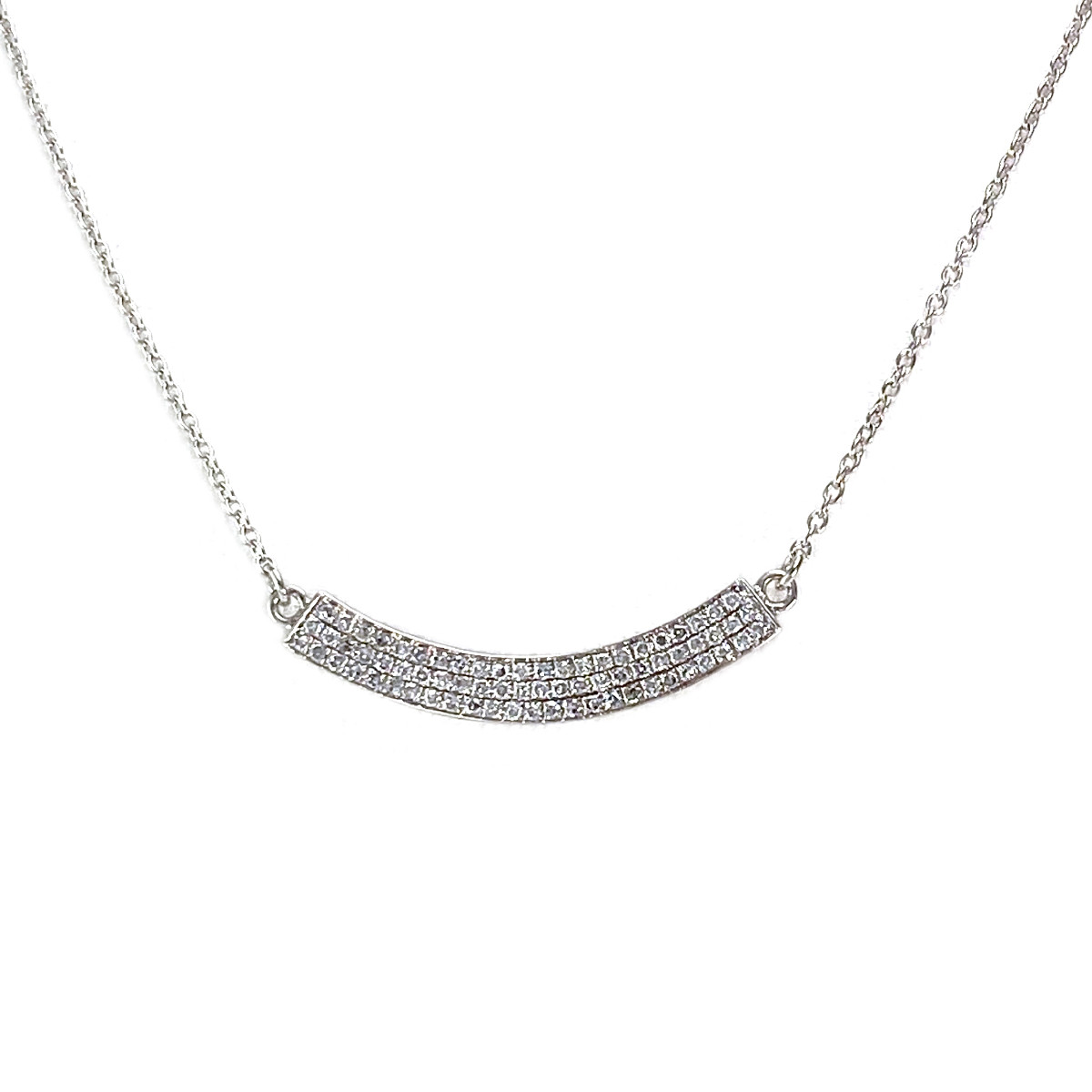 Collier d'occasion or 750 blanc maille forçat diamants 42 cm