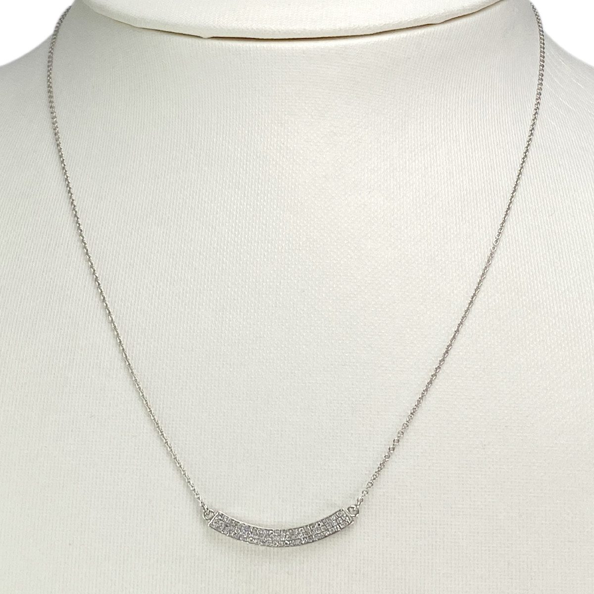 Collier d'occasion or 750 blanc maille forçat diamants 42 cm - vue 2