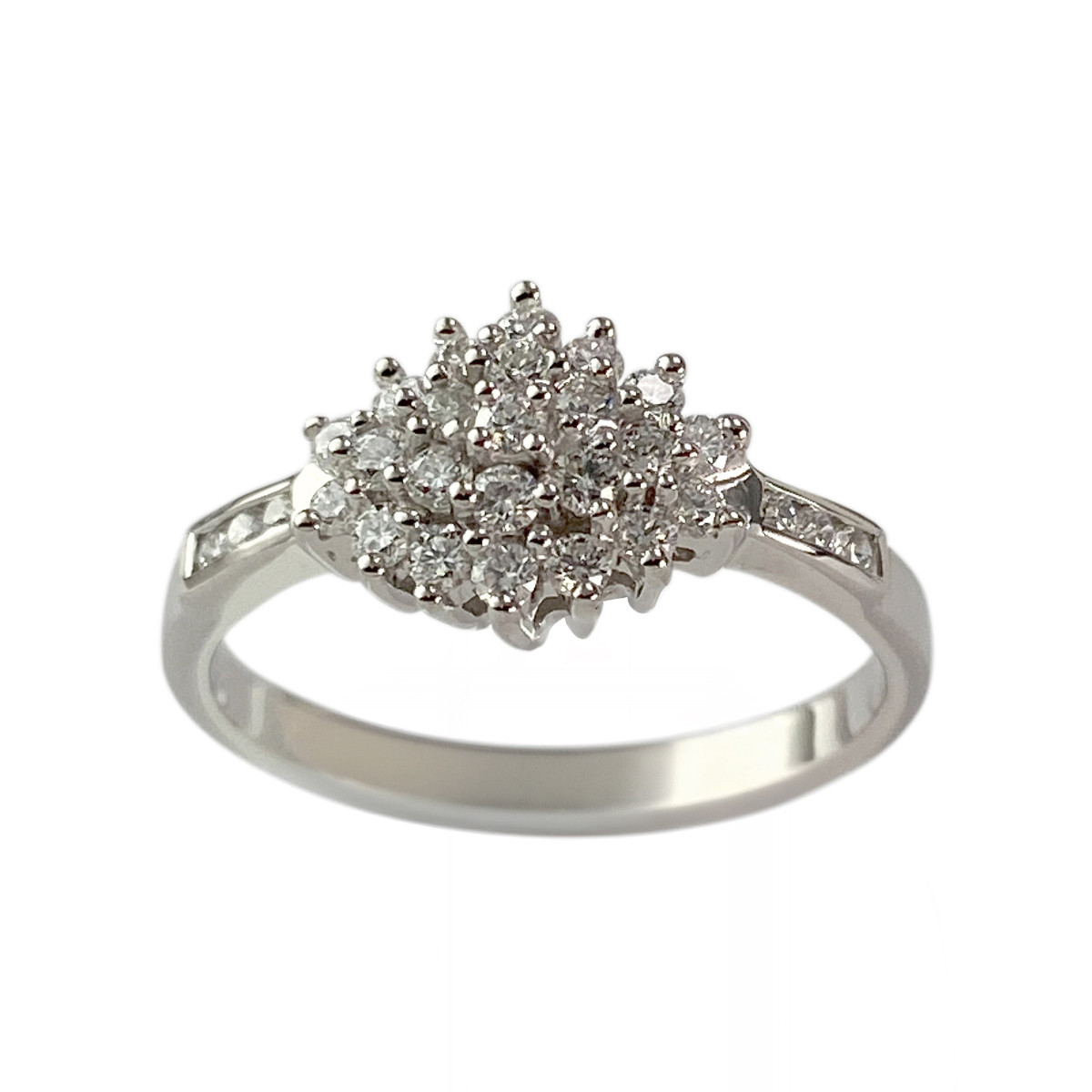 Bague d'occasion or 750 blanc diamants