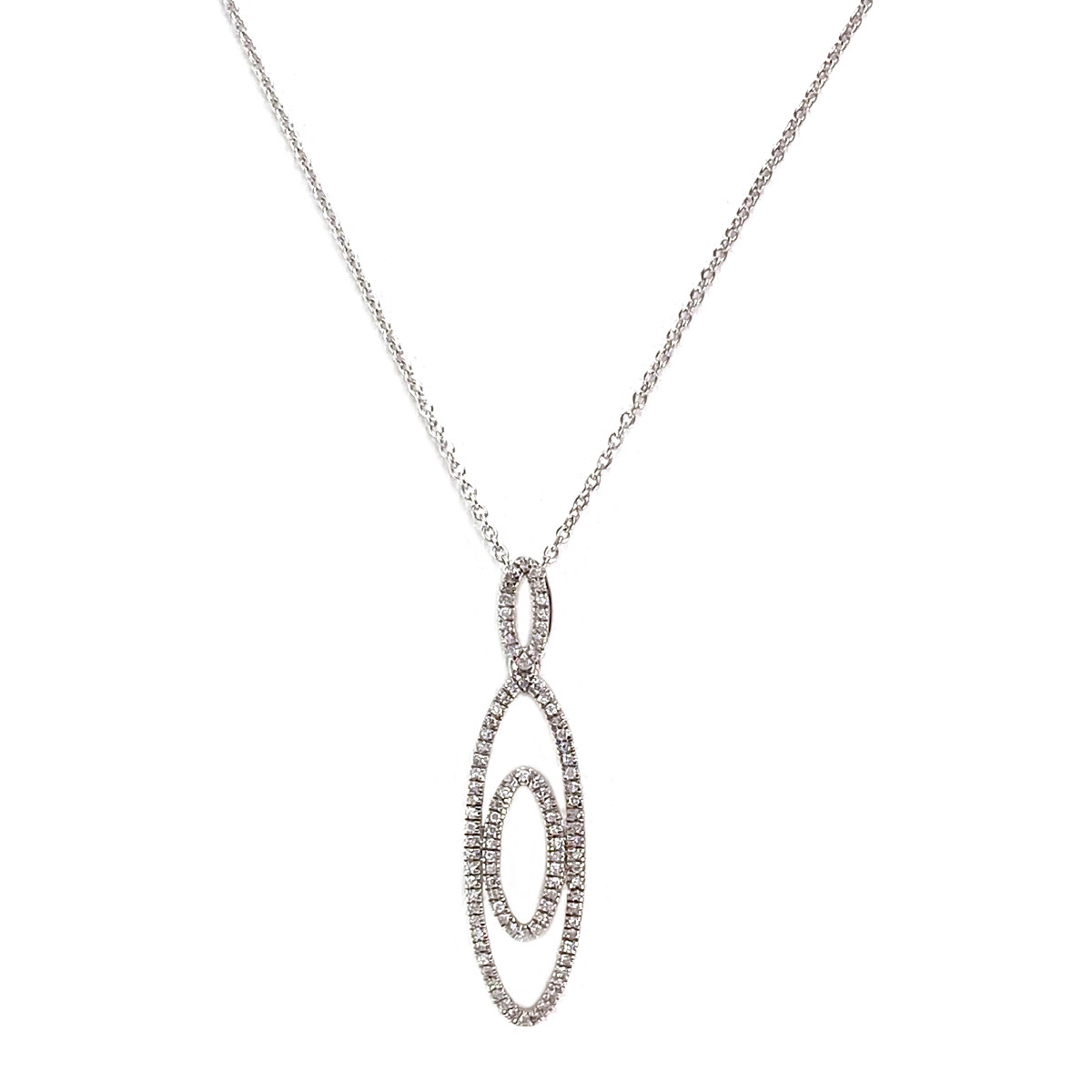 Collier d'occasion or 375 blanc diamants maille forçat 45 cm
