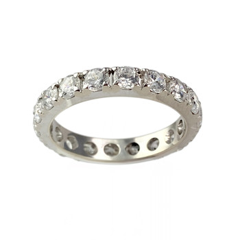 Tweedehands 750 witgouden ring compleet met zirkonia's