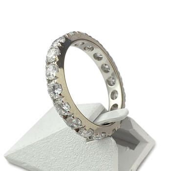 Tweedehands 750 witgouden ring compleet met zirkonia's