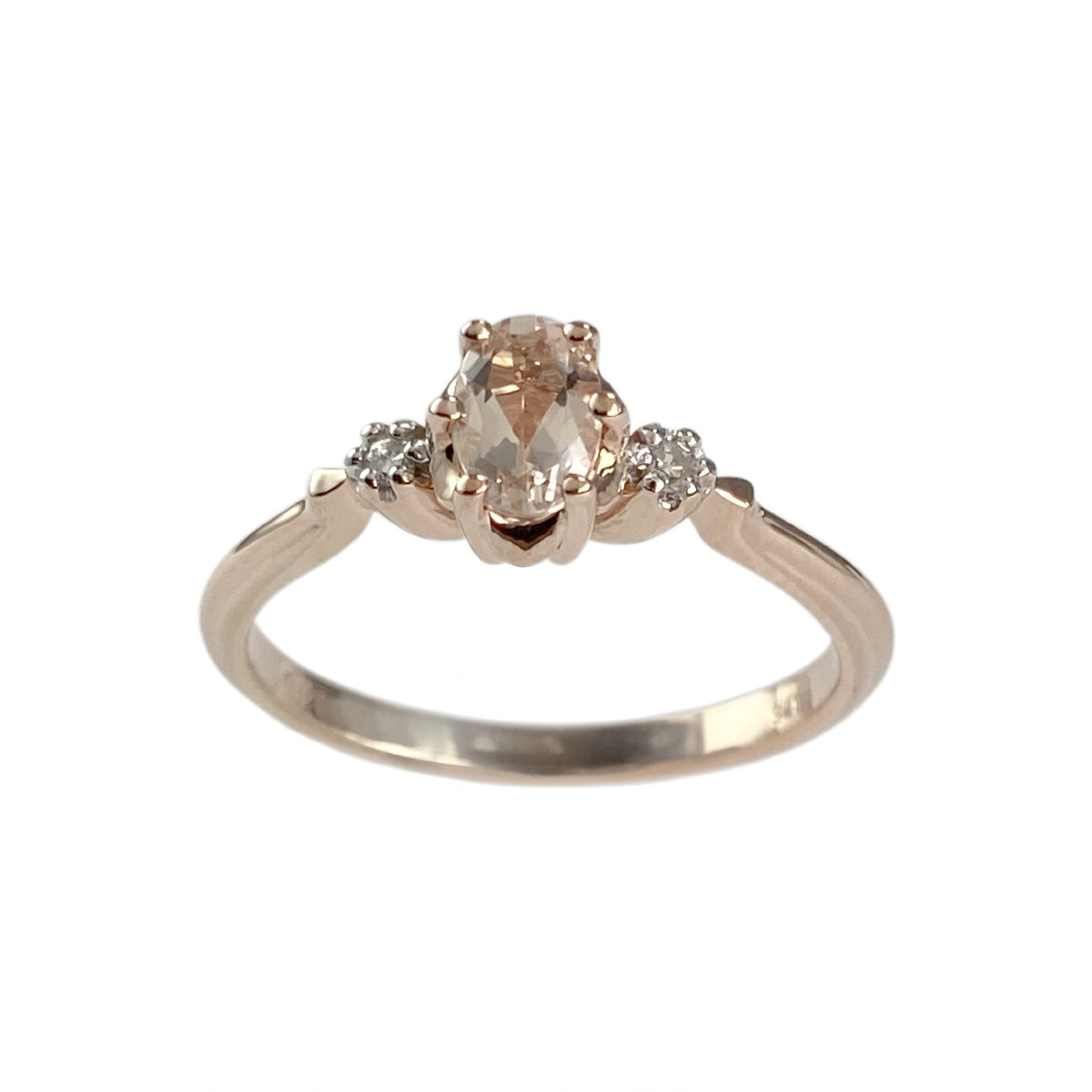 Bague d'occasion or 375 2 tons morganite diamants