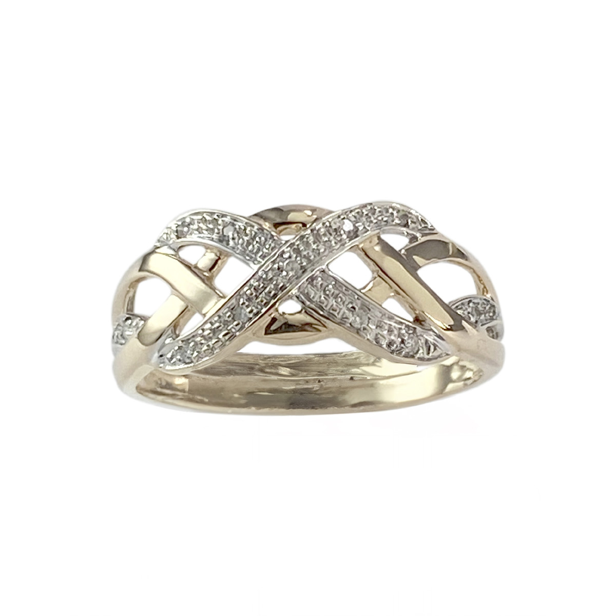 Bague d'occasion or 375 2 tons diamants