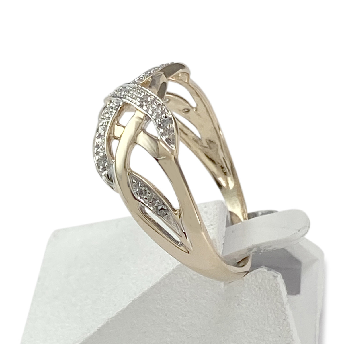 Bague d'occasion or 375 2 tons diamants - vue 2