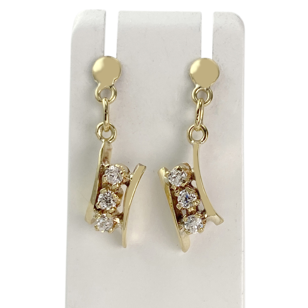 Boucles d'oreilles pendants d'occasion or 750 jaune zirconias