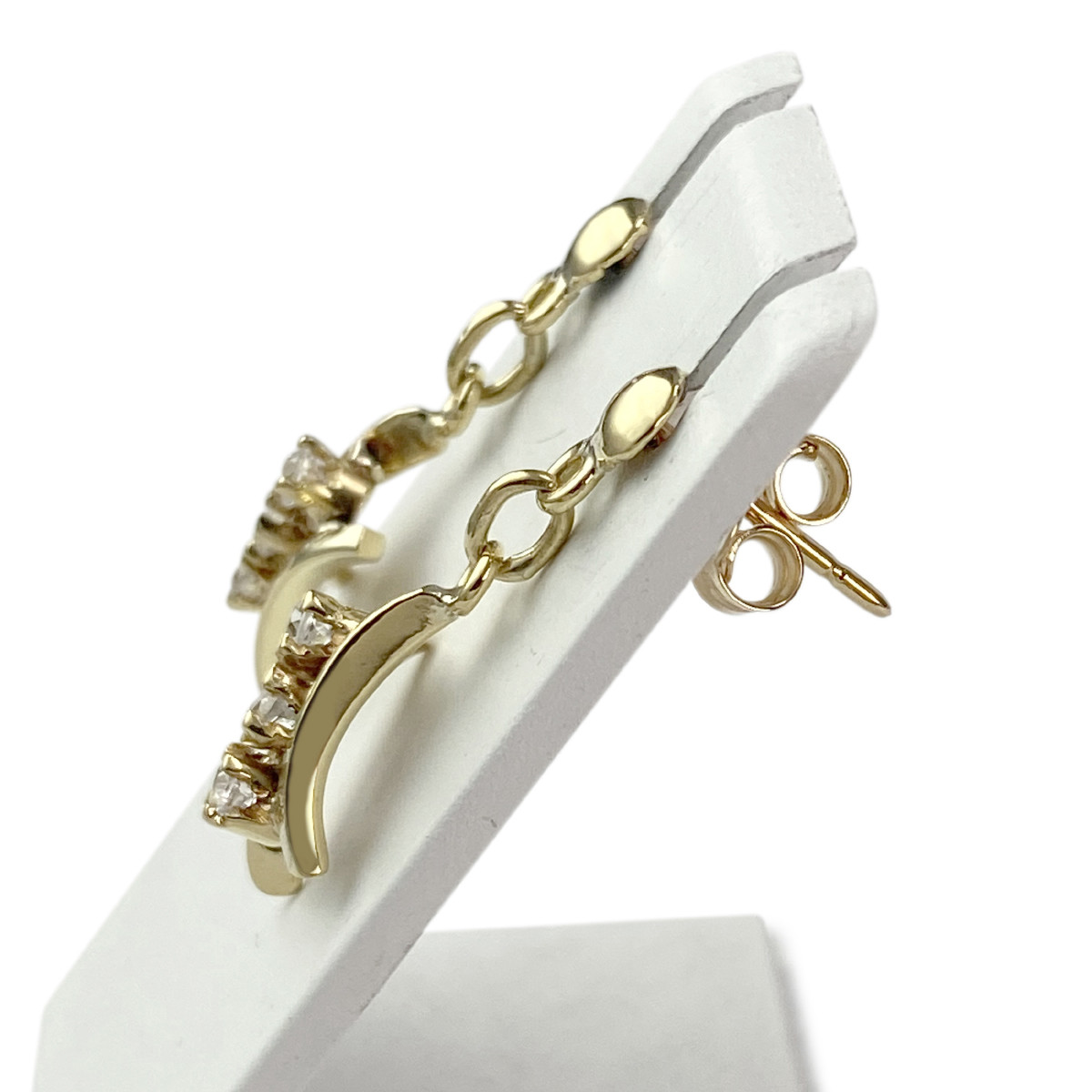 Boucles d'oreilles pendants d'occasion or 750 jaune zirconias - vue 2