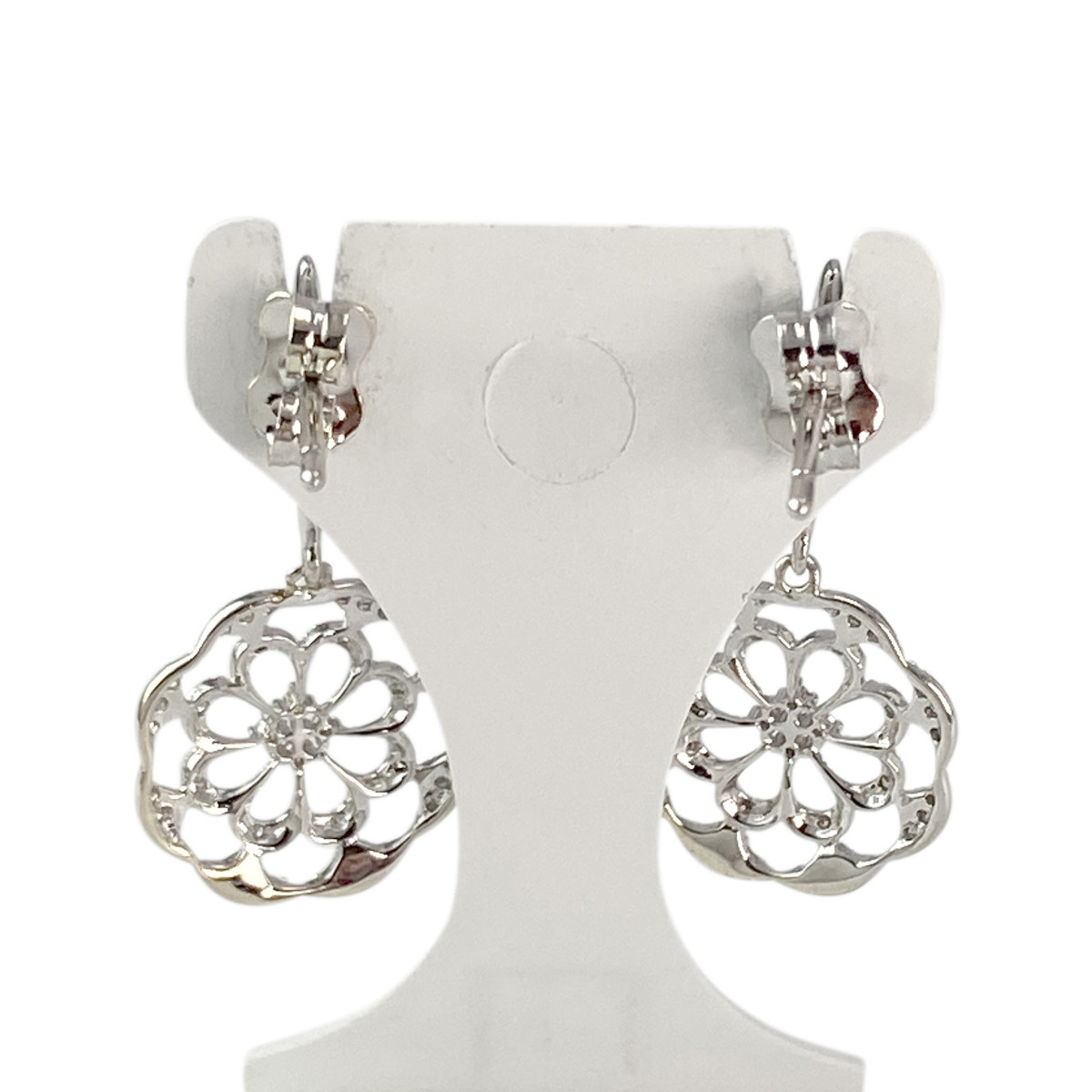 Boucles d'oreilles pendants d'occasion or 375 blanc diamants - vue 3