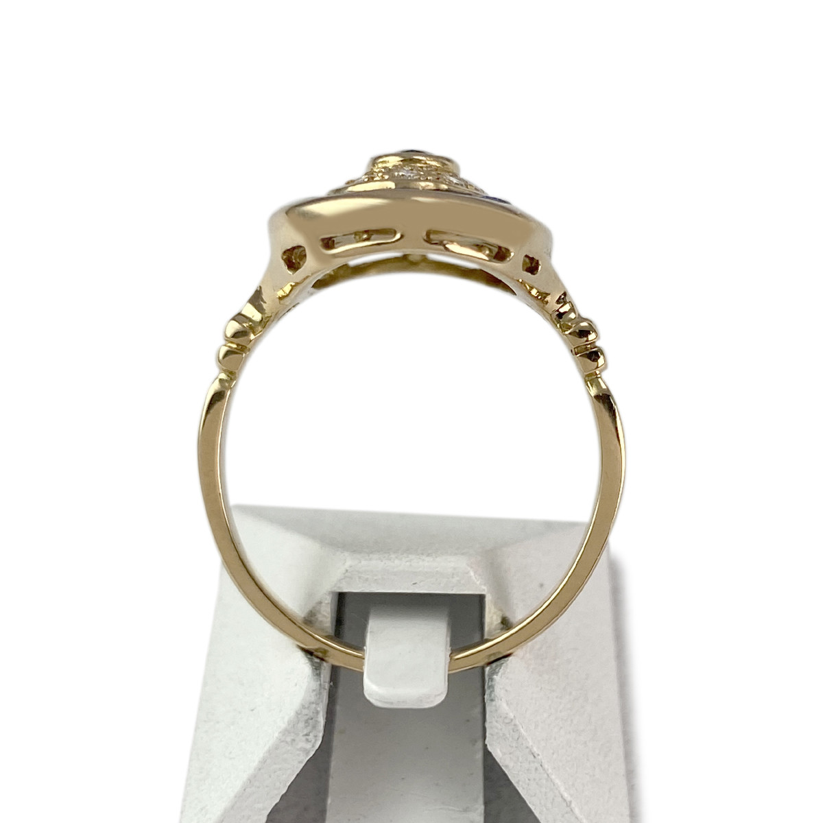 Bague d'occasion or 750 jaune diamants saphirs - vue 3