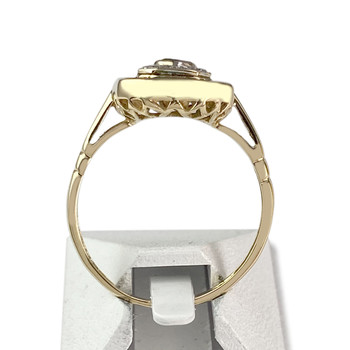 Second hand ring gold 750 2 tone diamonds emeralds