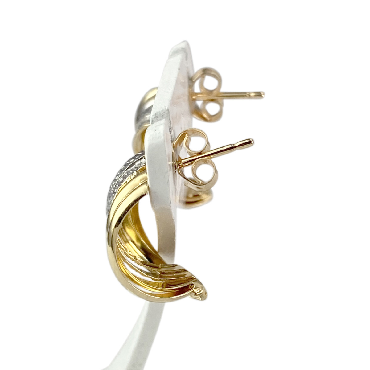 Boucles d'oreilles clous d'occasion or 750 2 tons - vue 2