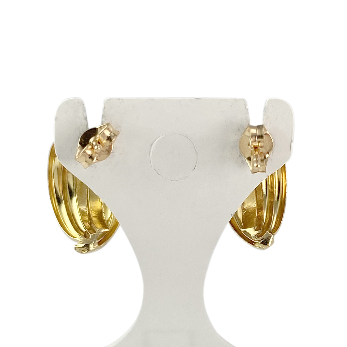 Boucles d'oreilles clous d'occasion or 750 2 tons - vue 3