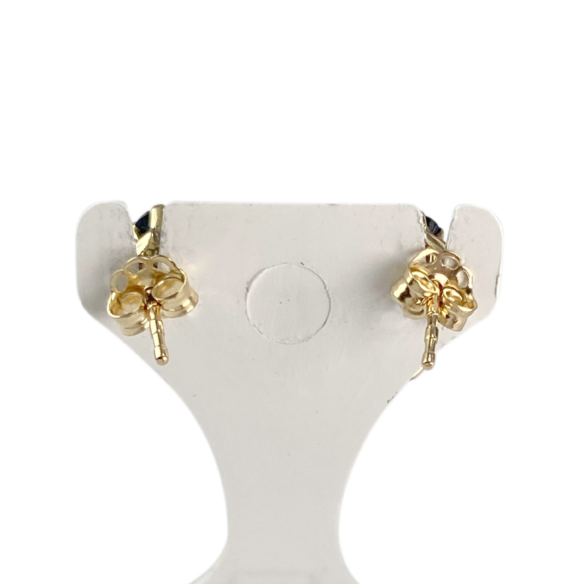 Boucles d'oreilles clous d'occasion or 750 jaune saphirs zirconias - vue 3