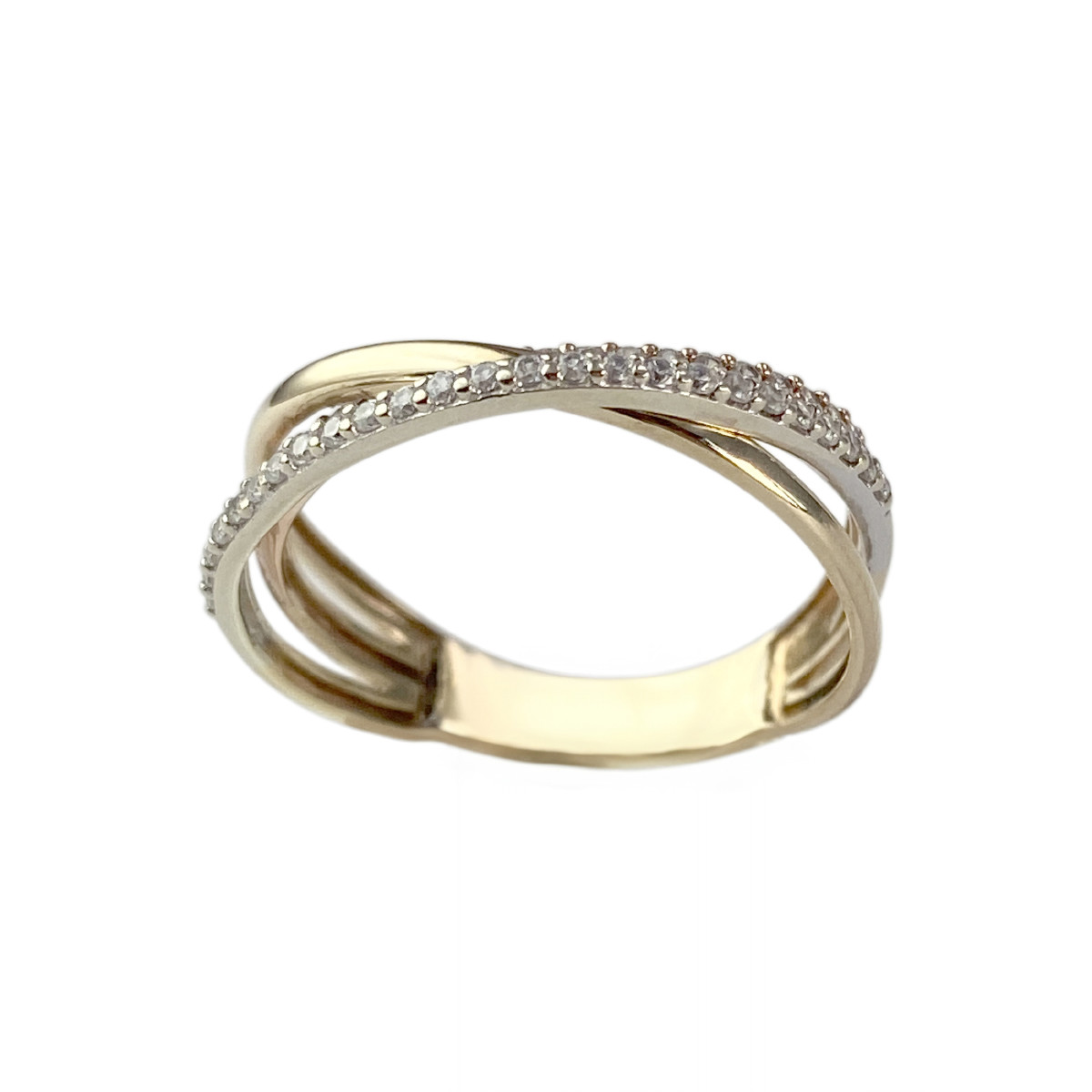 Bague d'occasion 3 ors 375 zirconias