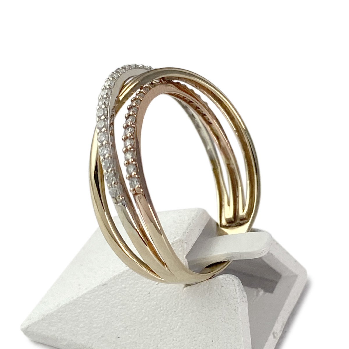 Bague d'occasion 3 ors 375 zirconias - vue 2
