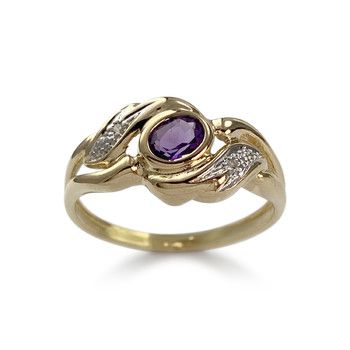 Bague d'occasion or 750 2 tons améthyste diamants