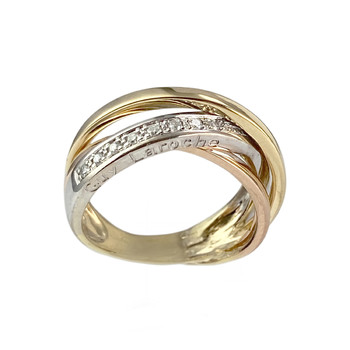 Pre-owned guy laroche ring 3 gold 750 diamonds