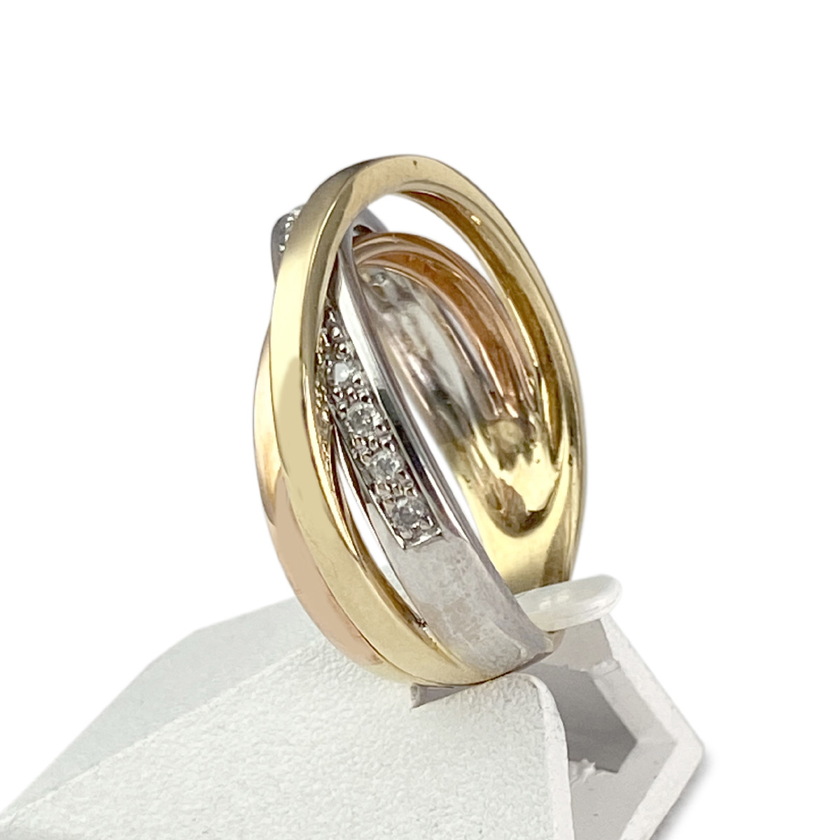 Bague guy laroche d'occasion 3 ors 750 diamants - vue 2