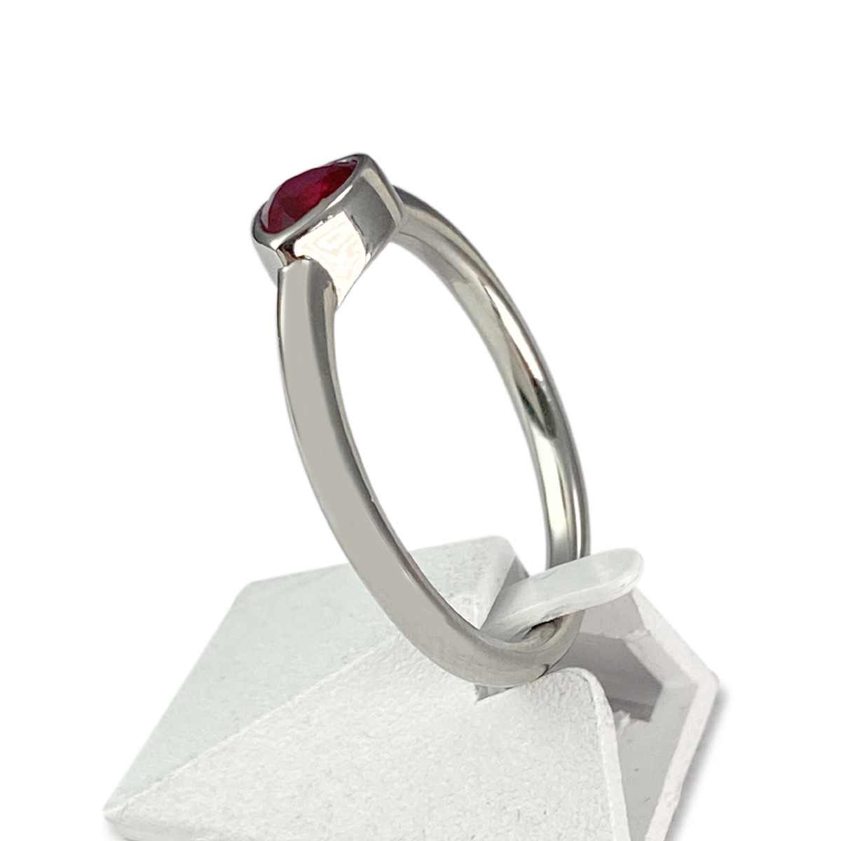 Bague d'occasion or 585 blanc rubis - vue 2
