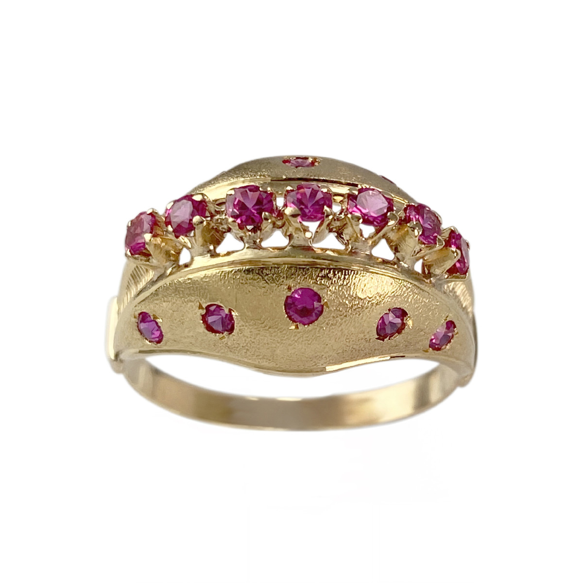Bague d'occasion or 750 jaune rubis synthétiques