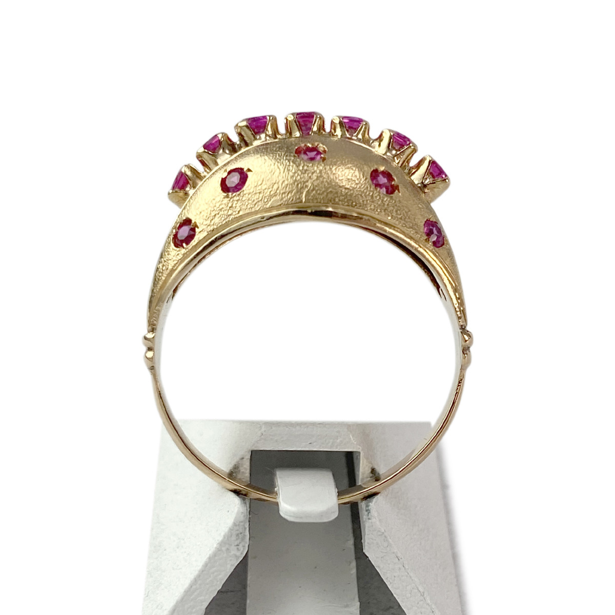 Bague d'occasion or 750 jaune rubis synthétiques - vue 3