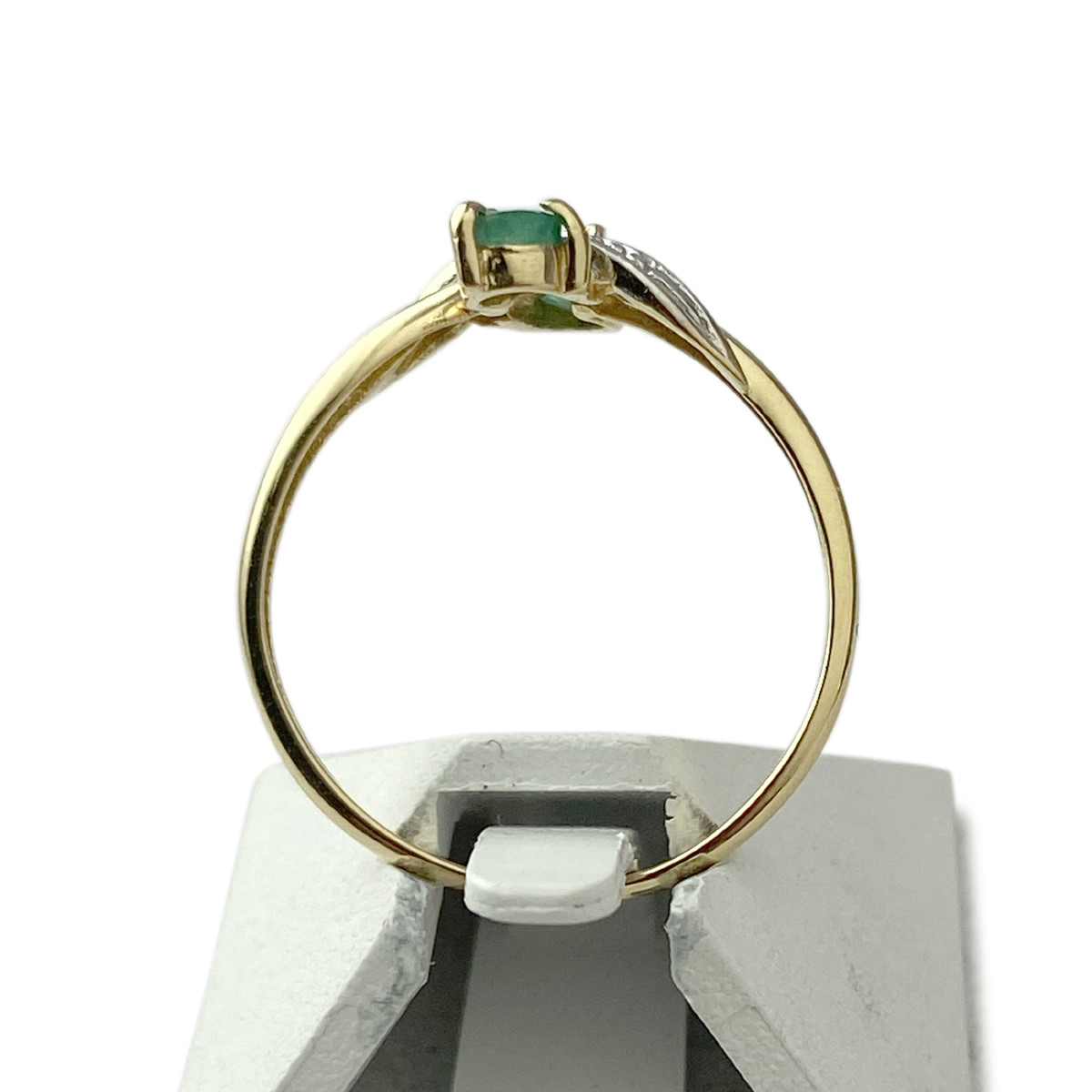 Bague d'occasion or 750 2 tons émeraudes diamant - vue 3