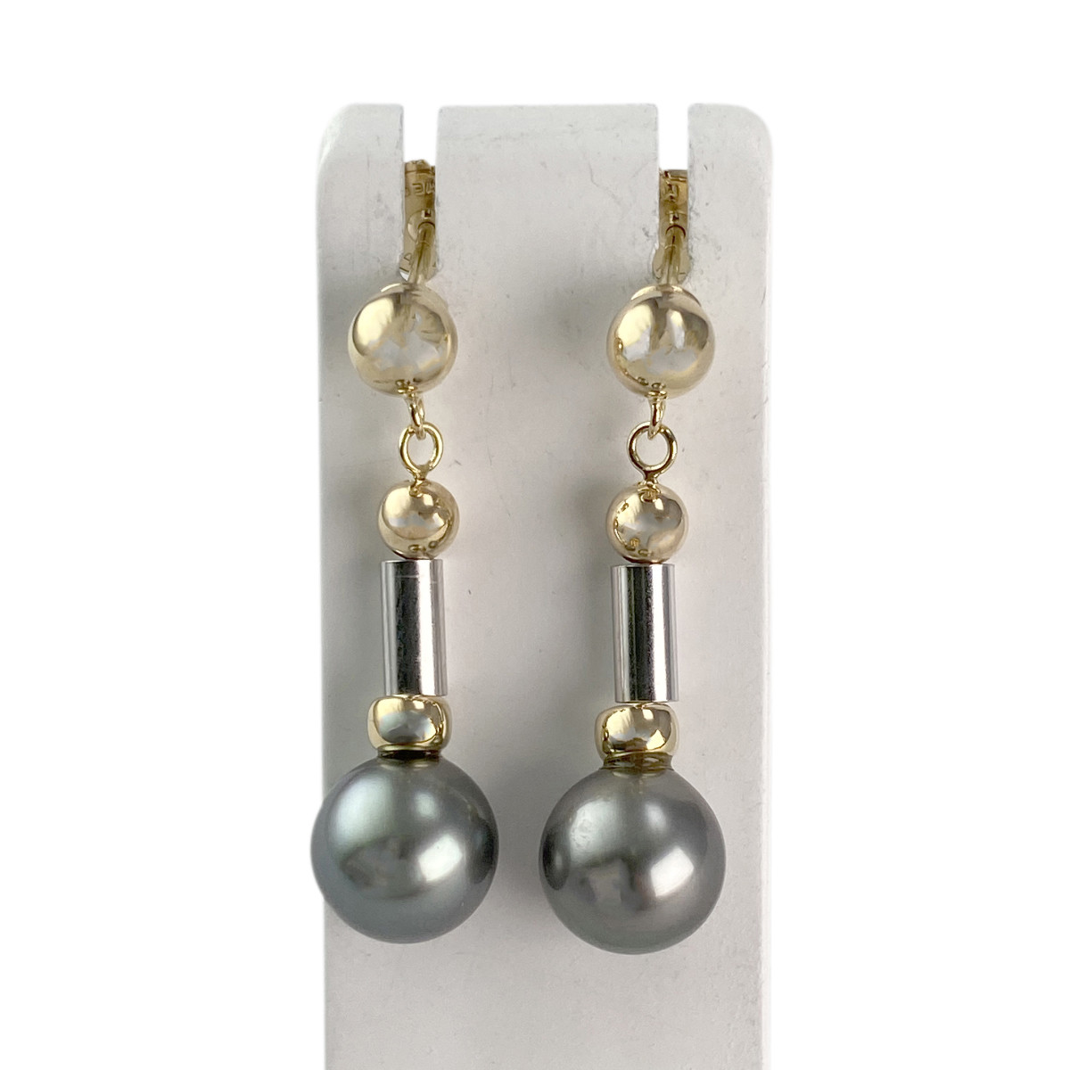Boucles d'oreilles pendants d'occasion 2 ors 750 perles de tahiti