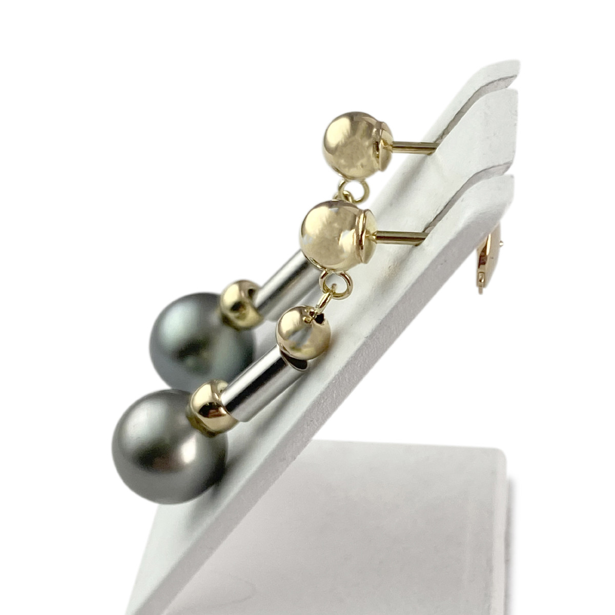 Boucles d'oreilles pendants d'occasion 2 ors 750 perles de tahiti - vue 2