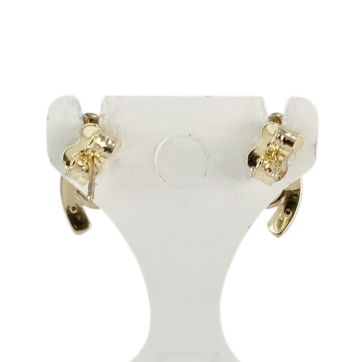 Boucles d'oreilles clous d'occasion or 375 2 tons saphirs diamants - vue 3