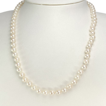Collier choker d'occasion or 750 jaune perles de culture du japon 50 cm