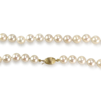 Collier choker d'occasion or 750 jaune perles de culture du japon 50 cm