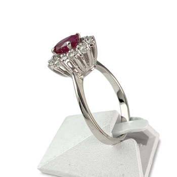 Bague d'occasion or 750 blanc rubis diamants