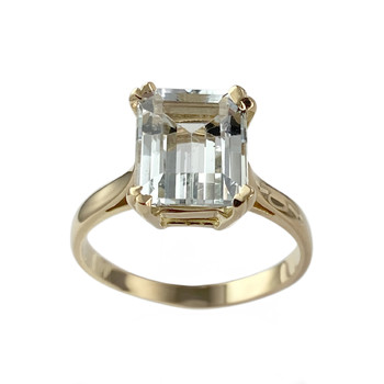 Tweedehands gouden 750 gele aquamarijn ring