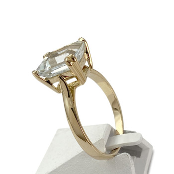 Tweedehands gouden 750 gele aquamarijn ring