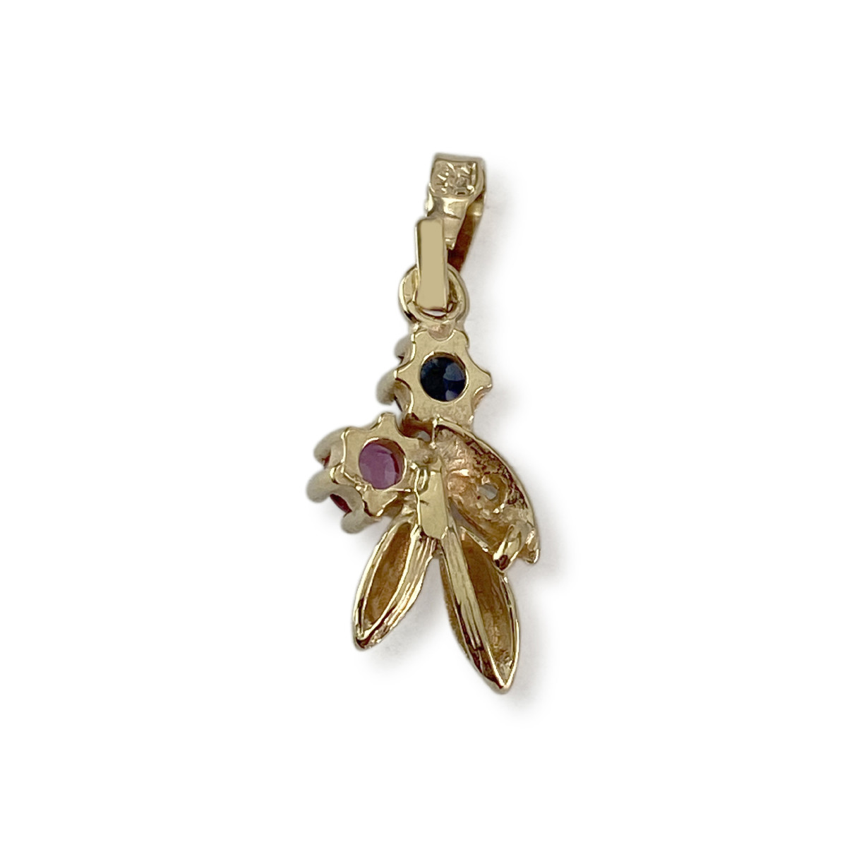 Pendentif d'occasion or 750 2 tons saphir rubis diamant - vue 2