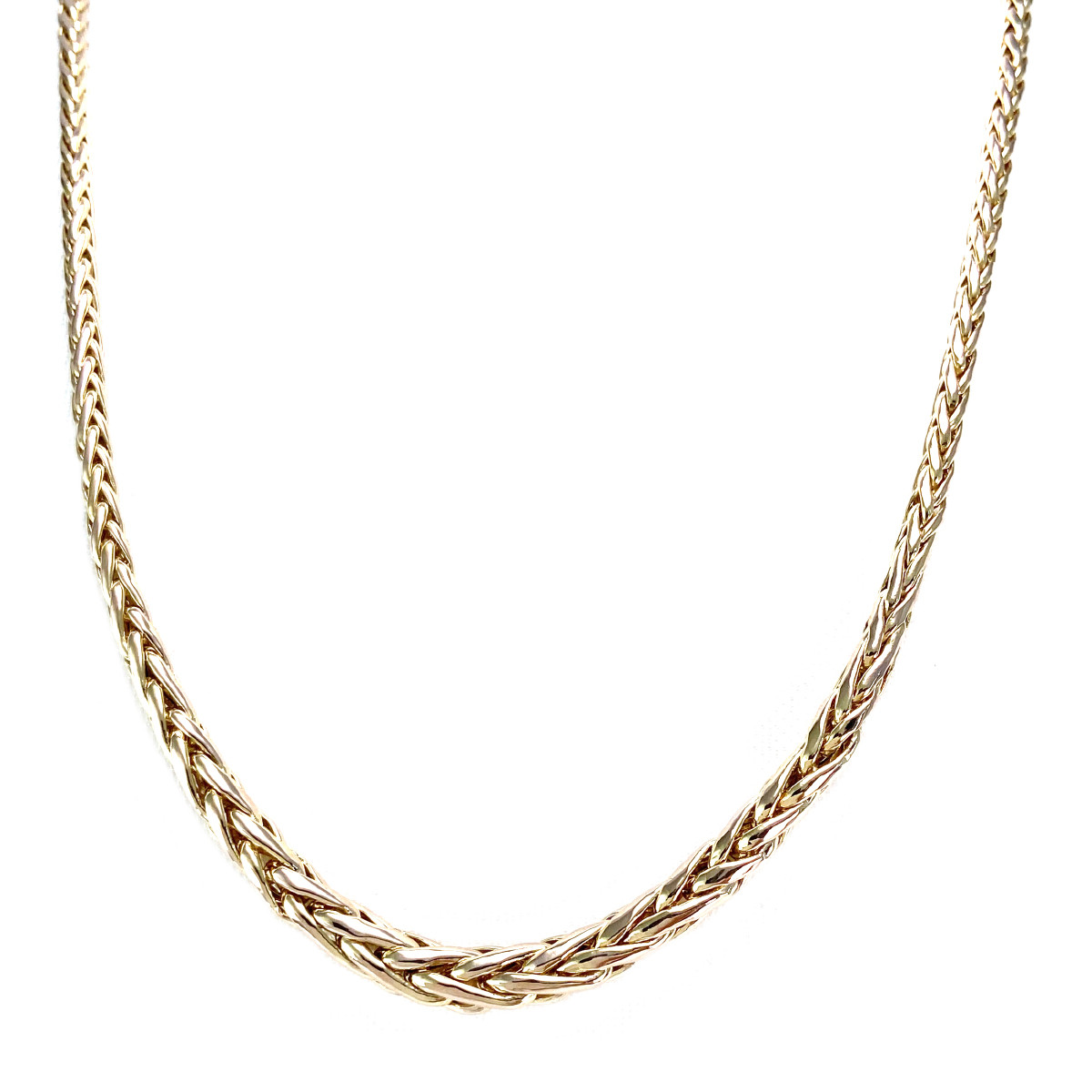 Collier en chute d'occasion or 375 jaune maille palmier 45 cm