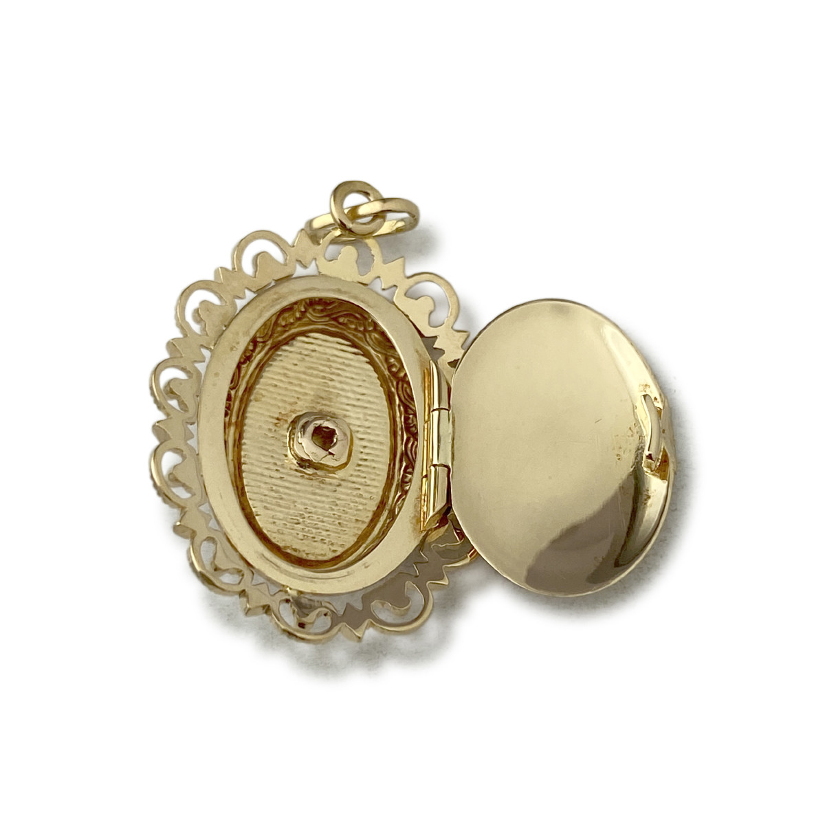 Pendentif d'occasion or 750 jaune porte photo grenat - vue 3