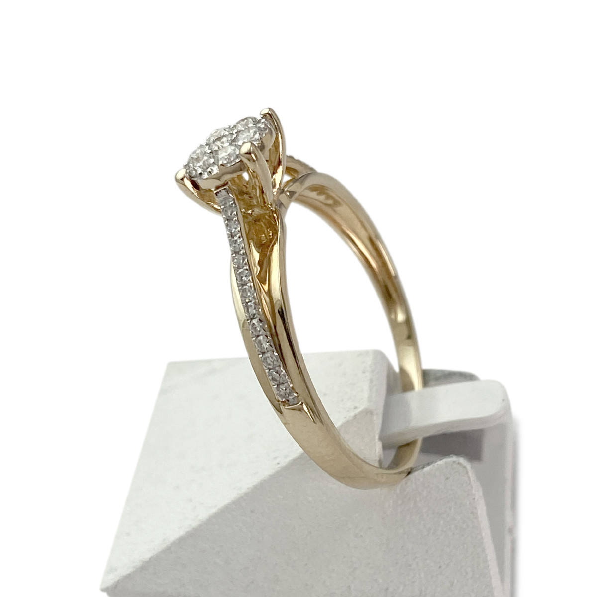 Bague d'occasion or 375 2 tons diamants - vue 2