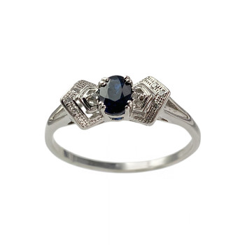 Second-hand gold 750 white sapphire diamond ring