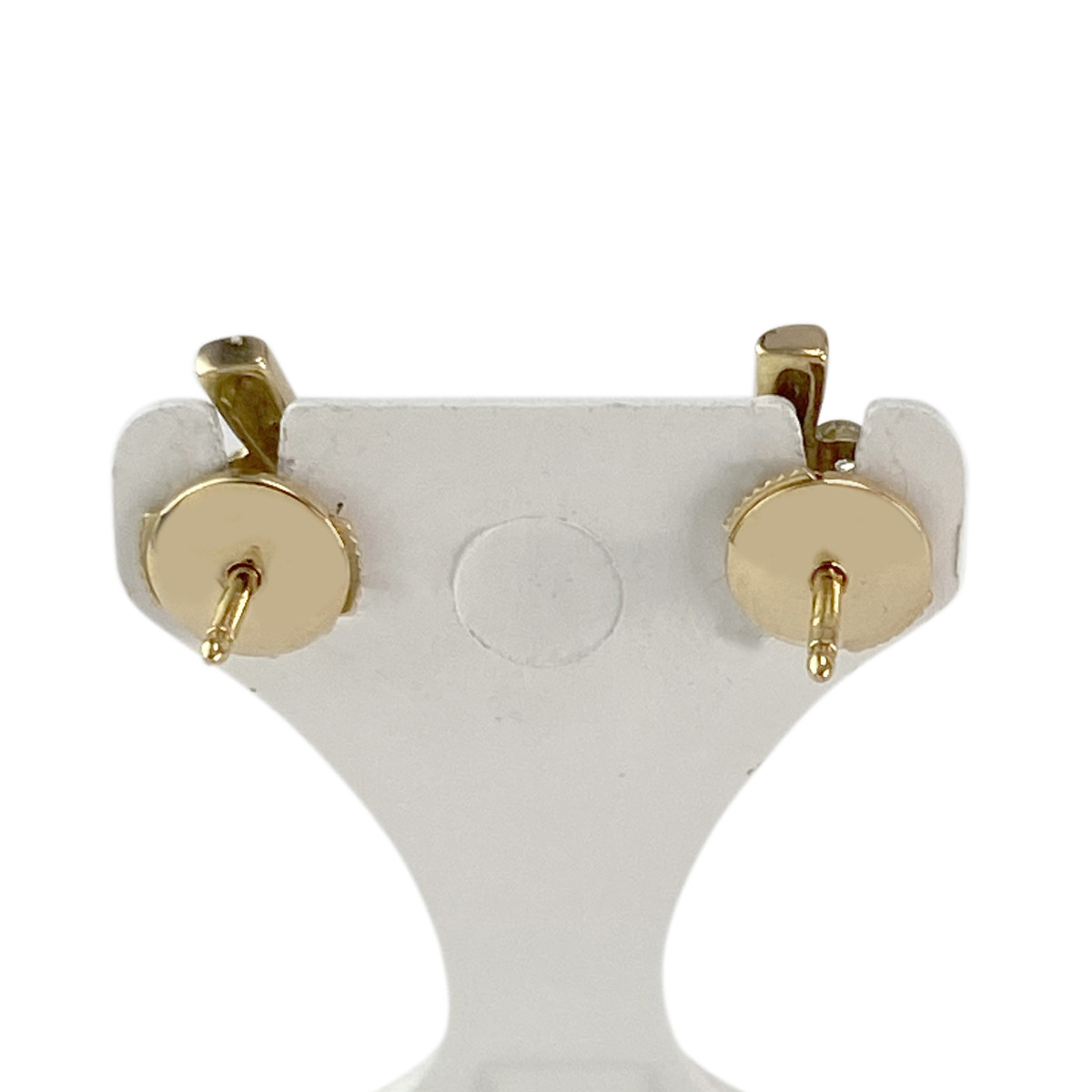 Boucles d'oreilles clous d'occasion or 750 jaune diamants - vue 3