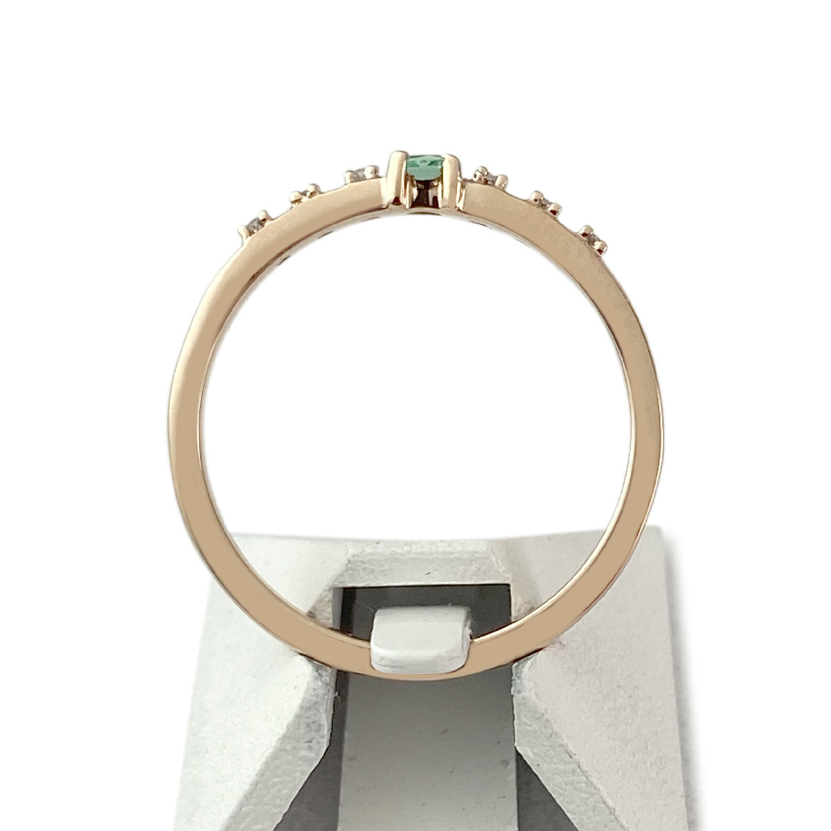 Bague mauboussin d'occasion or 750 rose émeraude diamants - vue 3