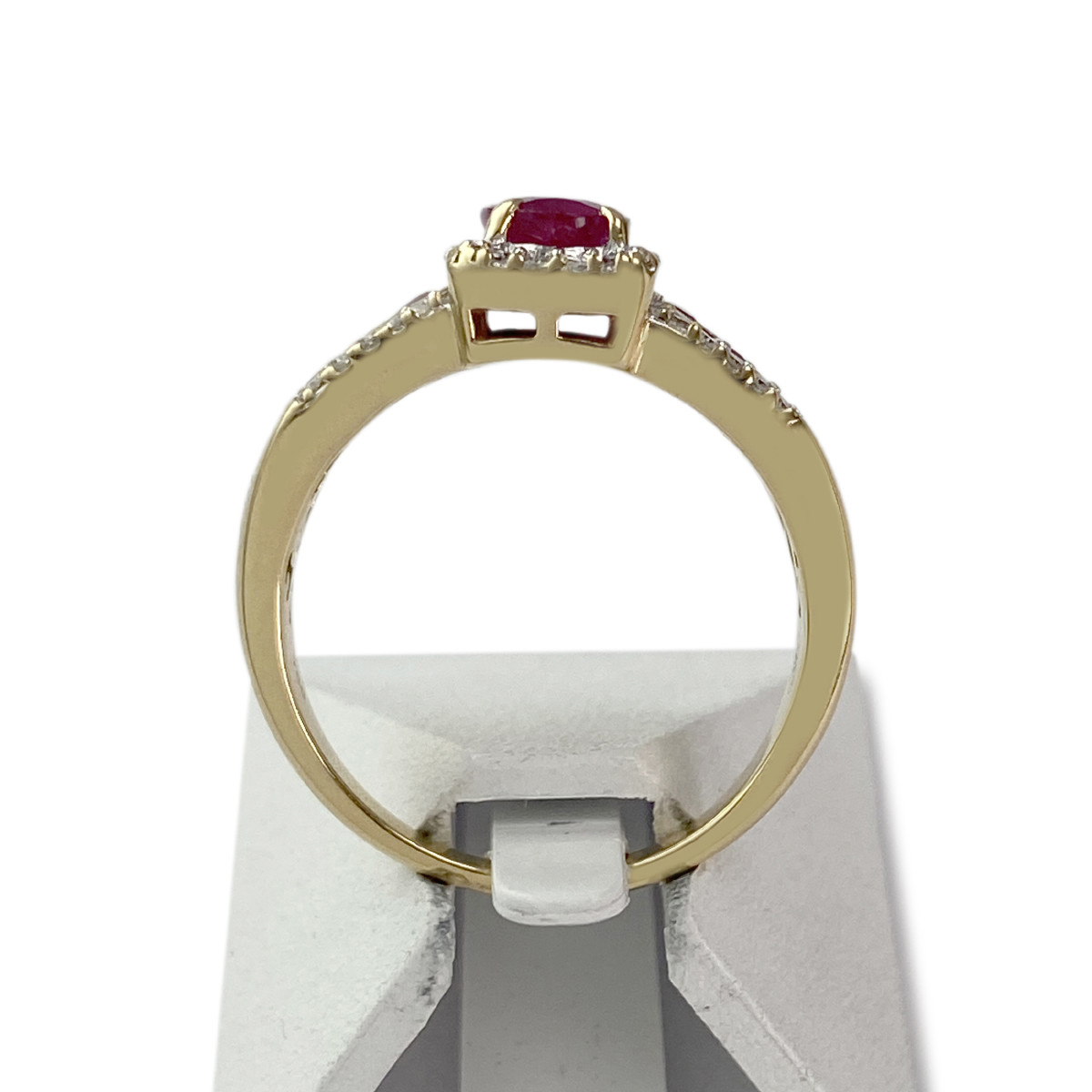 Bague d'occasion or 2 tons rubis diamants - vue 3