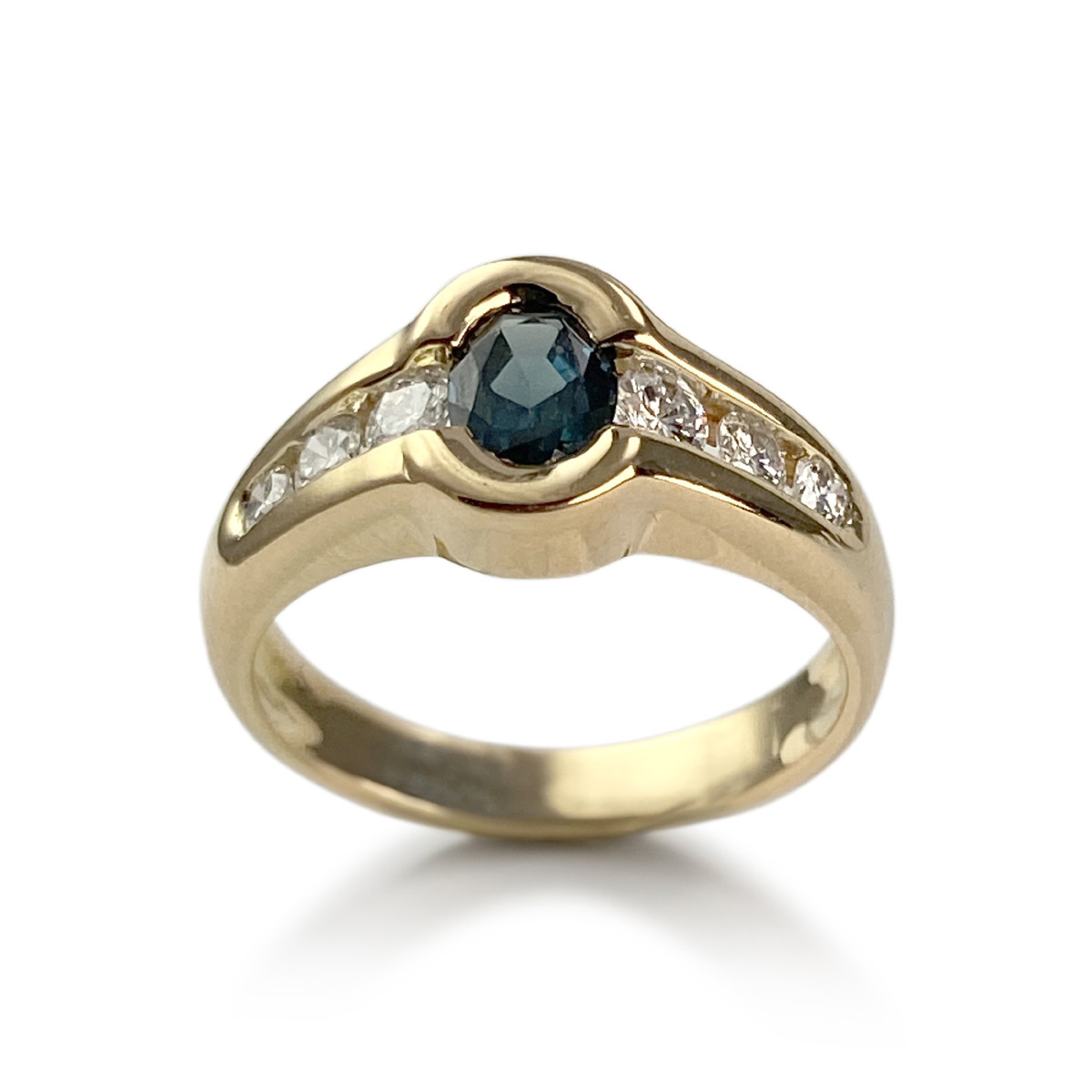 Bague d'occasion or 750 jaune saphir diamants