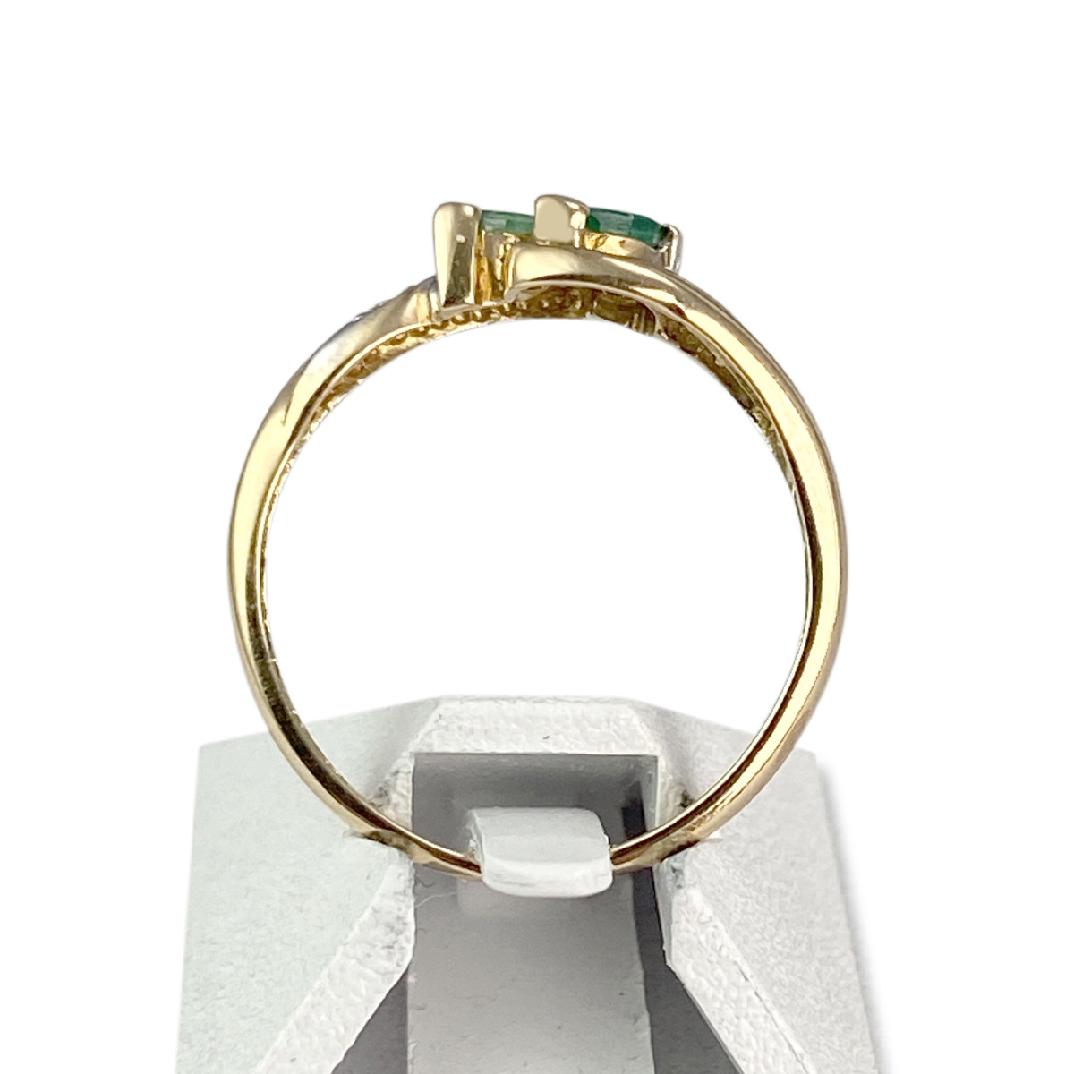 Bague d'occasion or 750 2 tons émeraudes diamants - vue 3