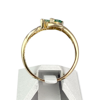 Bague d'occasion or 750 2 tons émeraudes diamants