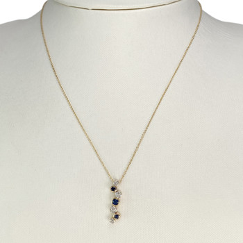 Secondhand necklace gold 750 2 tones mesh jaseron diamonds sapphires 42 cm