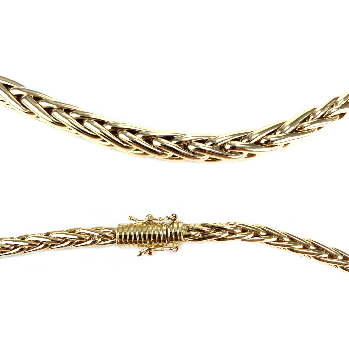 Collier en chute d'occasion or 750 jaune maille palmier 45 cm - vue 3